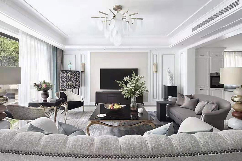 现代简欧风格室内装修效果图-英溪桃源平层125平米-电视区域 现代简欧风格室内装修效果图-英溪桃源平层125平米-电视区域