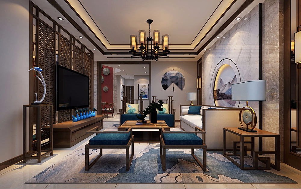 新中式风格别墅装修设计效果图-东逸湾水漾林岸别墅410平米-别墅装修设计客厅 新中式风格别墅装修设计效果图-东逸湾水漾林岸别墅410平米-别墅装修设计客厅