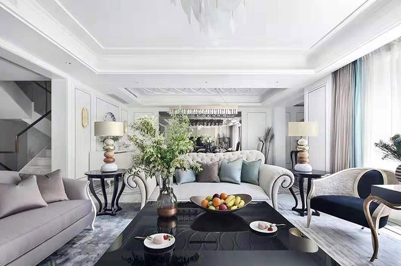 现代简欧风格室内装修效果图-英溪桃源平层125平米-客厅 现代简欧风格室内装修效果图-英溪桃源平层125平米-客厅