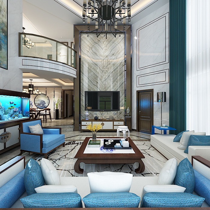 新中式风格别墅装修设计效果图-海琴水岸别墅365平米-别墅装修设计客厅 新中式风格别墅装修设计效果图-海琴水岸别墅365平米-别墅装修设计客厅