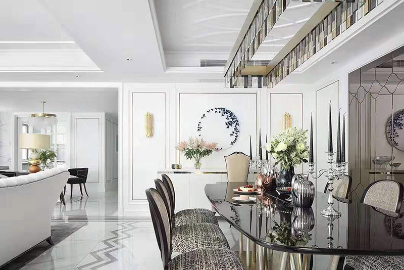 现代简欧风格室内装修效果图-英溪桃源平层125平米-客餐厅 现代简欧风格室内装修效果图-英溪桃源平层125平米-客餐厅