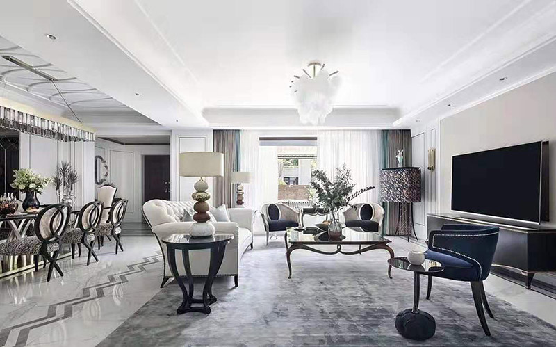 现代简欧风格室内装修效果图-英溪桃源平层125平米-客厅 现代简欧风格室内装修效果图-英溪桃源平层125平米-客厅