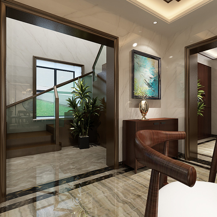 新中式风格别墅装修设计效果图-海琴水岸别墅365平米-别墅装修设计楼梯间 新中式风格别墅装修设计效果图-海琴水岸别墅365平米-别墅装修设计楼梯间